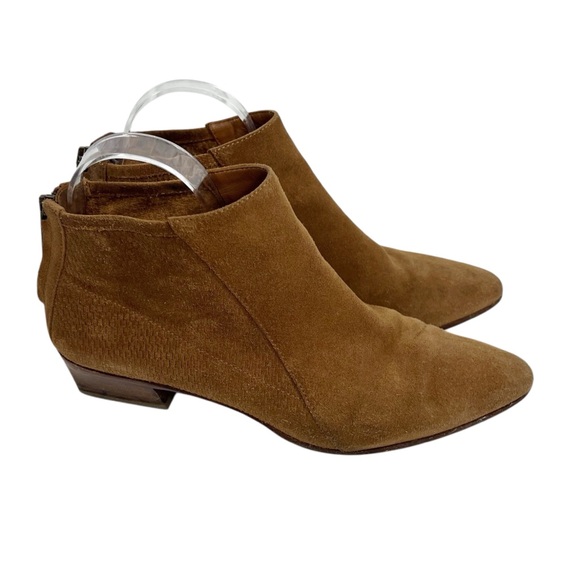 AQUATALIA Farrow Perforated Cognac Suede bootie with back zip Size 9 - Picture 3 of 9
